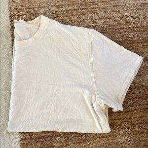 lululemon athletica White Short Sleeve Tee with tan speckle pattern